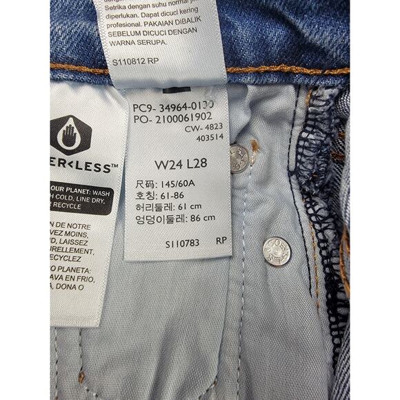 Levi's Wedgie Straight Jeans Womens W24 L28 Blue High Rise Button Fly - Picture 7 of 16